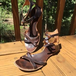 CYDWOQ Brown Strappy Gladiator Sandals 39